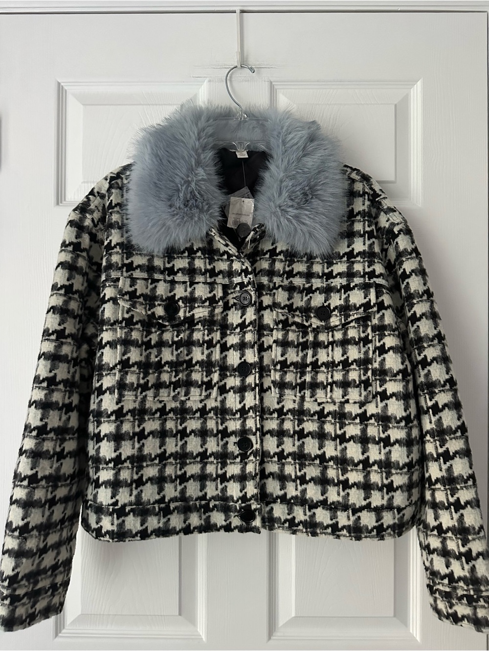 Cato XL Houndstooth Jacket with Faux Fur Collard NWT
